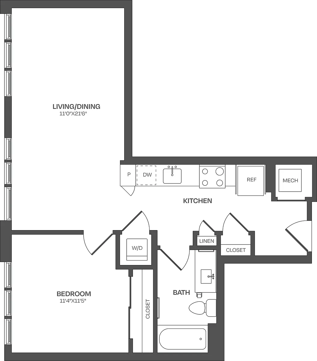 Floor plan 1 Bed/1 Bath-A07