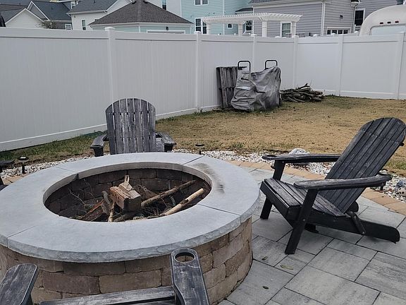 Fire pit in backyard