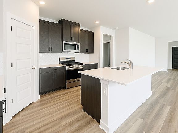 open kitchen with large pantry