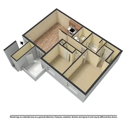 Floor plan 2 Bedrooms, 1 Bathroom