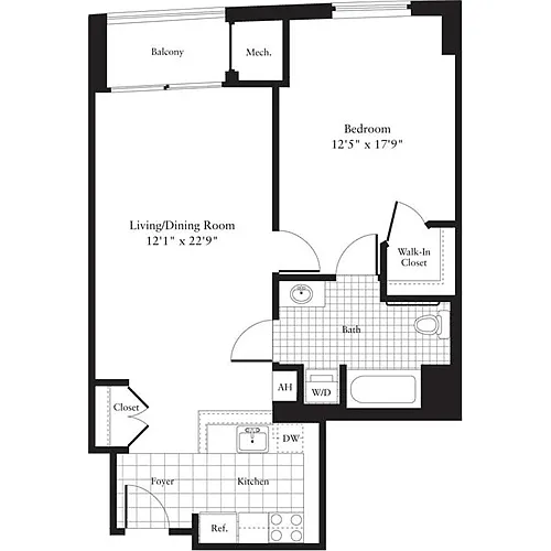 Floor plan 1 Bedroom J