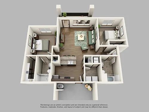 Floor plan 2 Bed - 2 Bath DAG