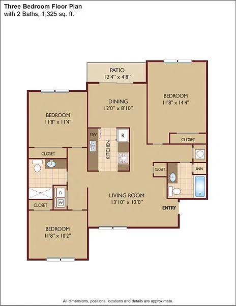 Floor plan $1.51/sq.ft. - Three Bedroom