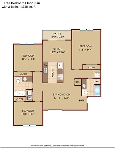 Floor plan $1.51/sq.ft. - Three Bedroom