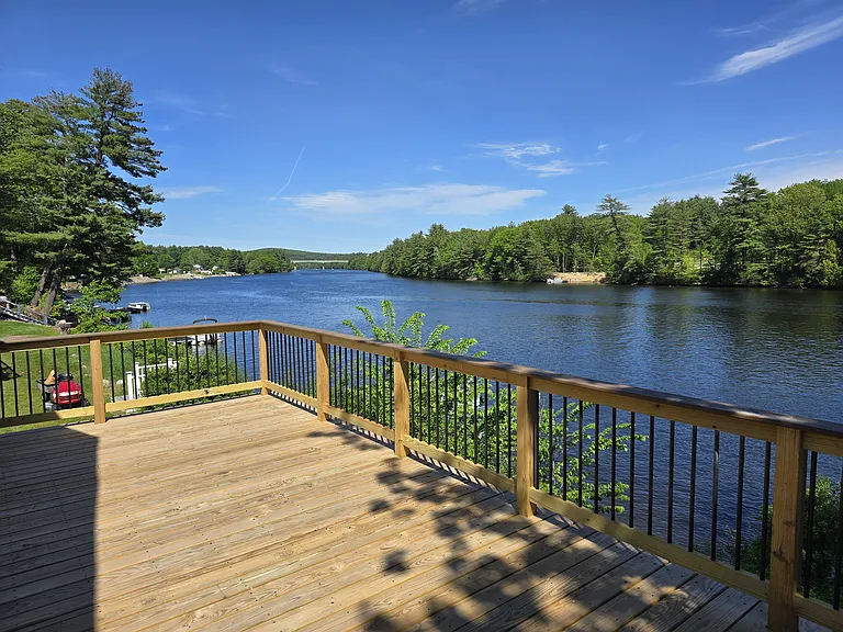 12x24 deck off of living room. This is looking up the Merrimack ruver the 93 bridge in the distance.