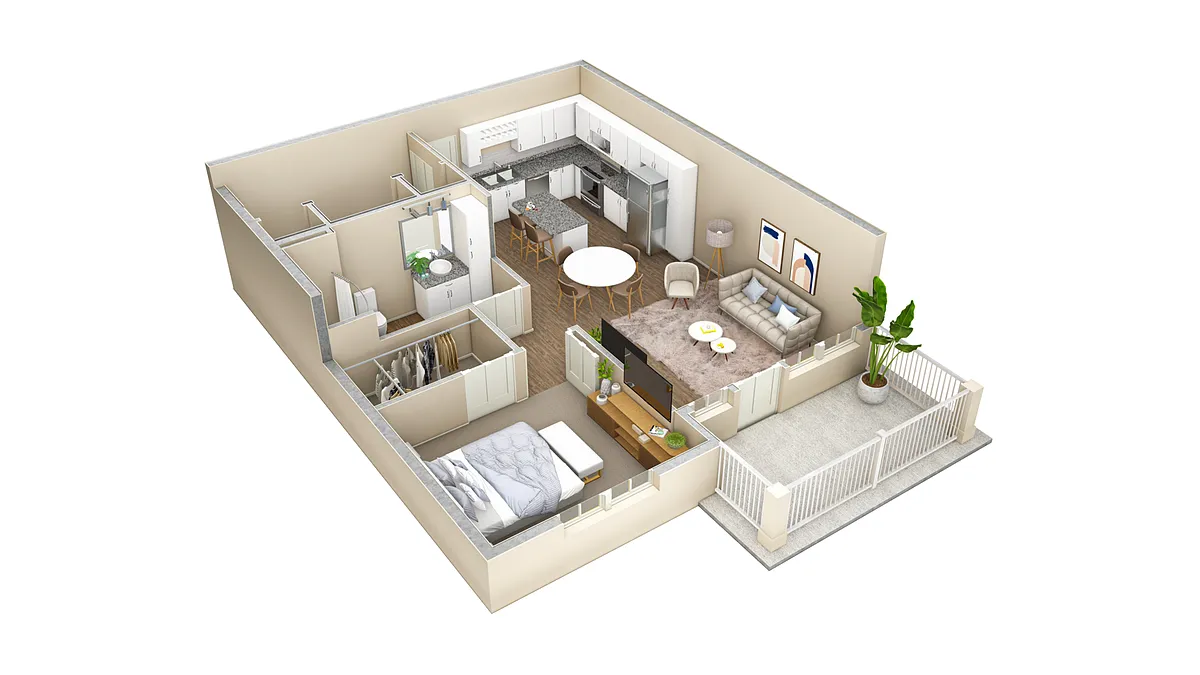 Floor plan 1 BR Haven Overlook