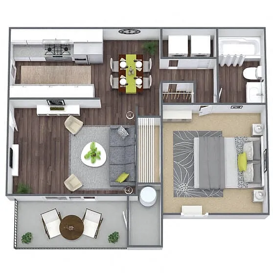 Floor plan A1: 1 Bed 1 Bath