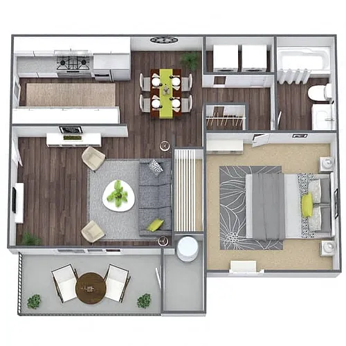 Floor plan A1: 1 Bed 1 Bath