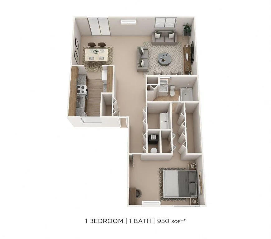 Floor plan One Bedroom- 950 sqft
