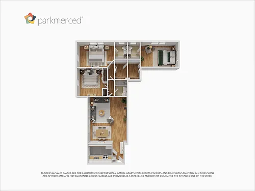 Floor plan 3 Bed 3 Bath Tower
