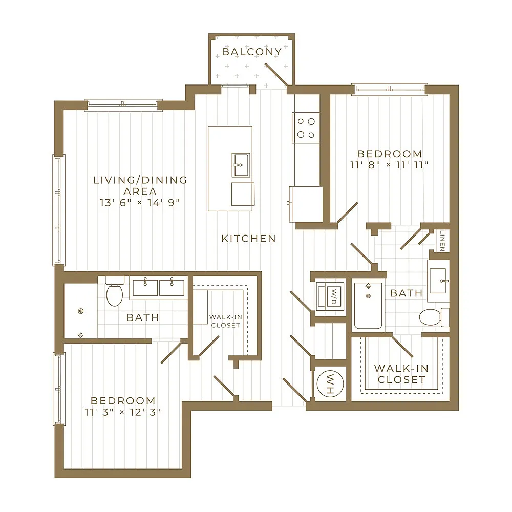 Floor plan B2: 2 Bed 2 Bath