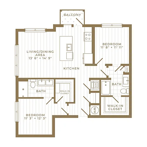 Floor plan B2: 2 Bed 2 Bath
