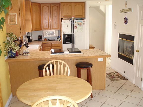 Large kitchen with fireplace!