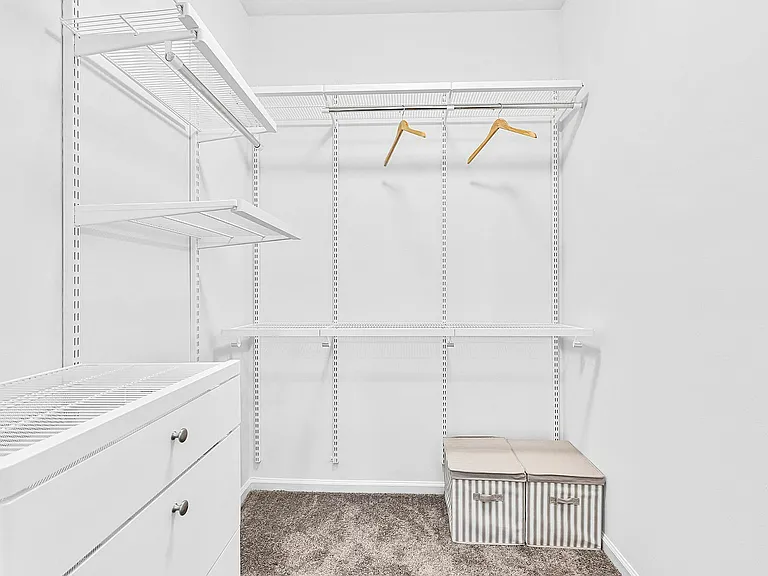 Experience luxury organization with this modern walk-in closet.