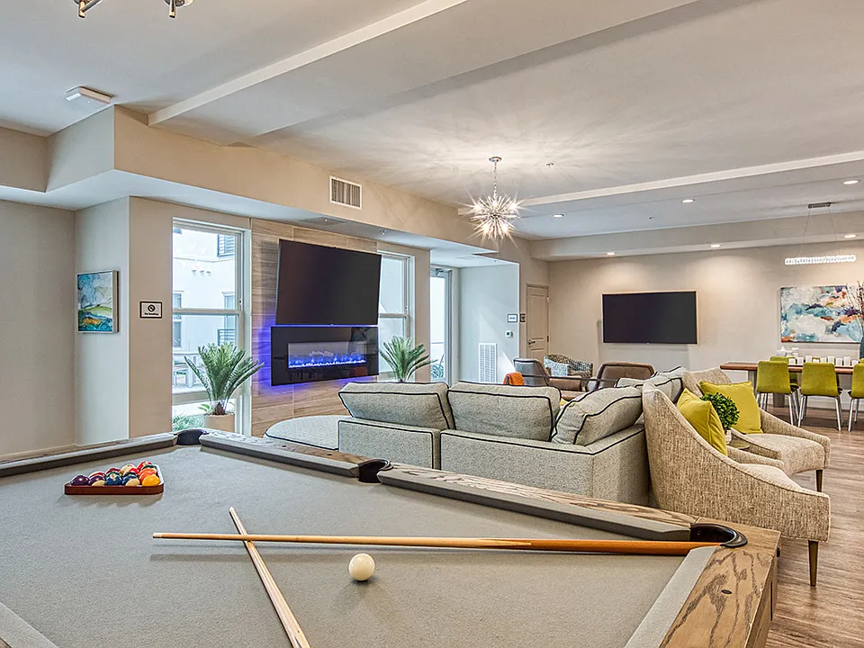 Room to socialize and play a game of pool