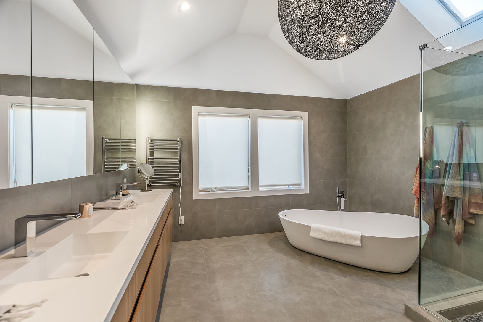  Huge 2nd floor Primary bath with soaking tub, heated towels and fabulous pebble stone  shower