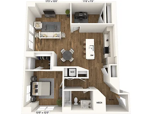 Floor plan A5D-1225sf-FinishIV