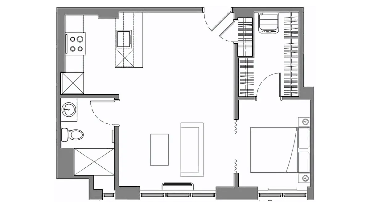 Floor plan Junior One-Bedroom B