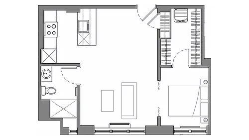 Floor plan Junior One-Bedroom B