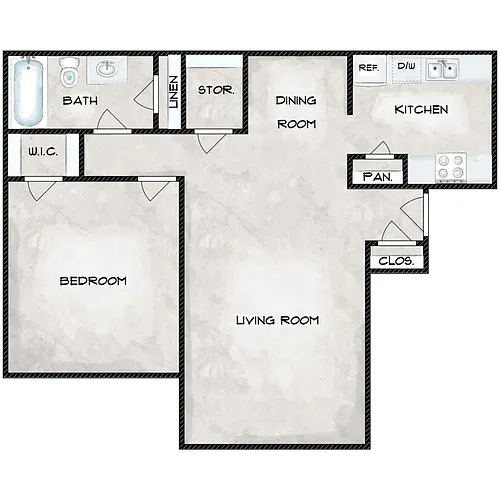 Floor plan 1 Bed 1 Bath
