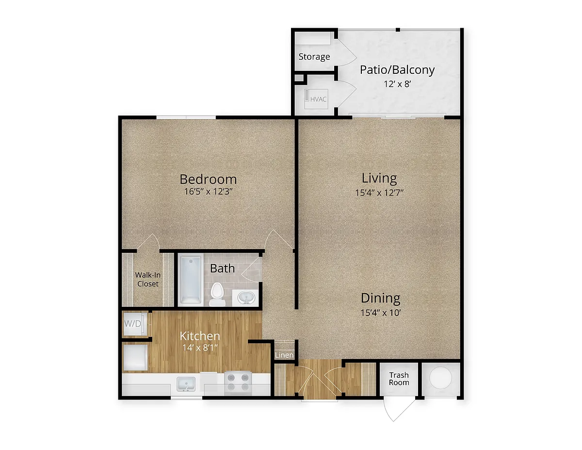 Floor plan 1 Bed x 1 Bath - Mirabella I