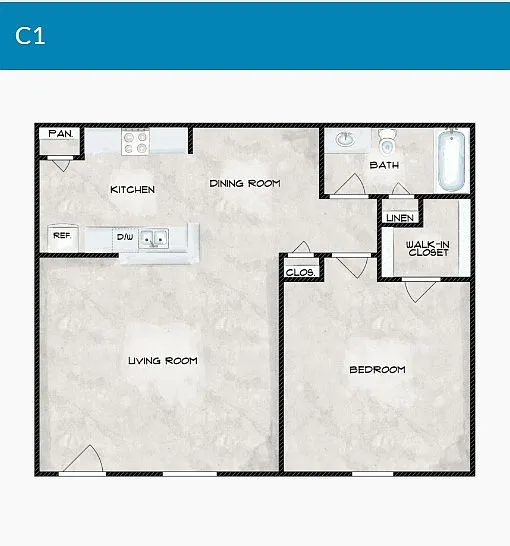 Floor plan 1 Bedroom 1 Bathroom