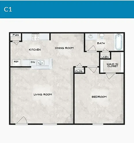 Floor plan 1 Bedroom 1 Bathroom