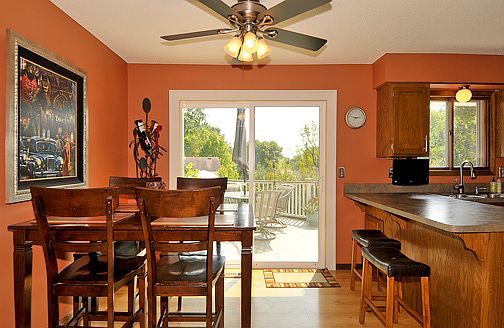 Kitchen area features breakfast bar and lots of counter space, too!