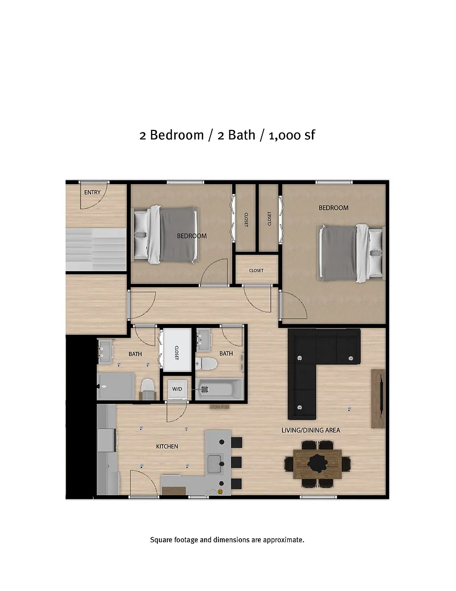 Floor plan 2 Beds and 2 Baths