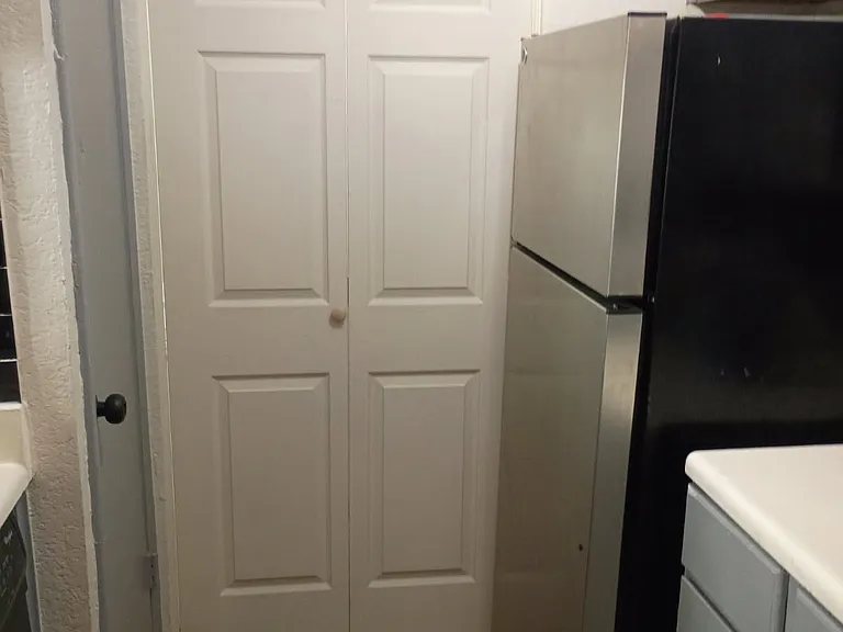 Kitchen with new stanless still refrigerator