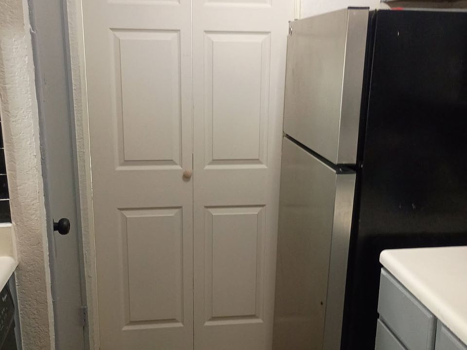 Kitchen with new stanless still refrigerator