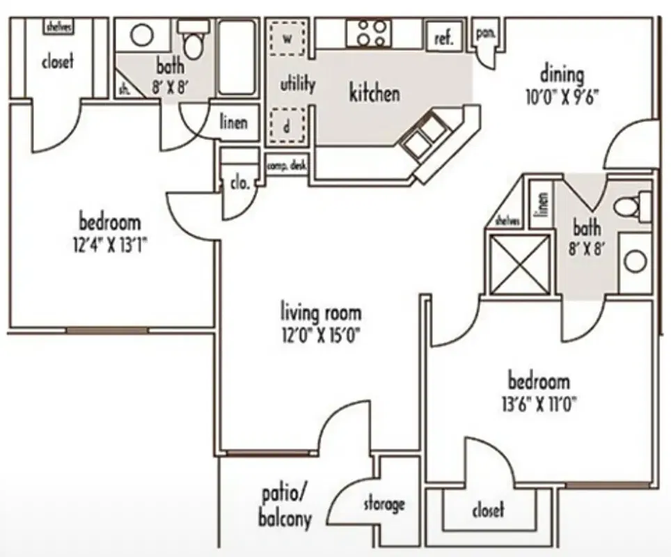 Floor plan 2 Bedroom 2 Bathroom