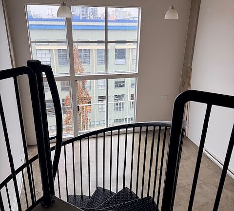 Dramatic spiral stairs