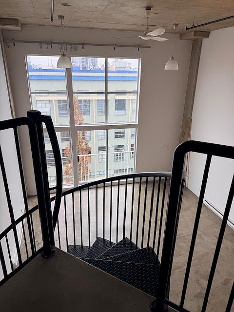 Dramatic spiral stairs