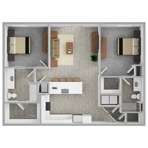 Floor plan 2 Bedroom- Corner