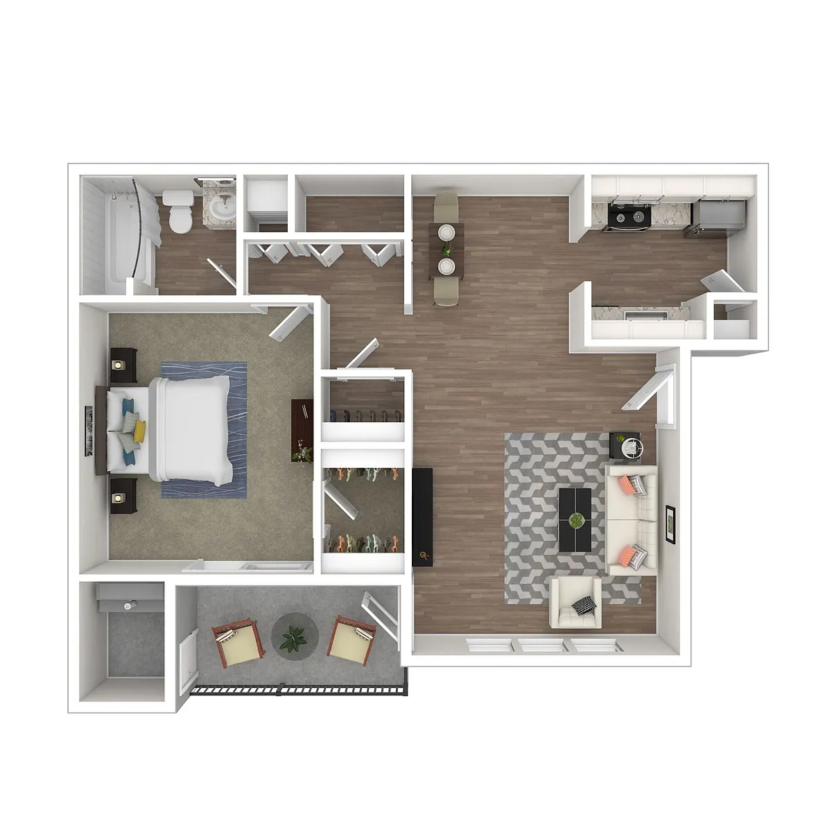 Floor plan Birch - 1x1 Large Upgrade