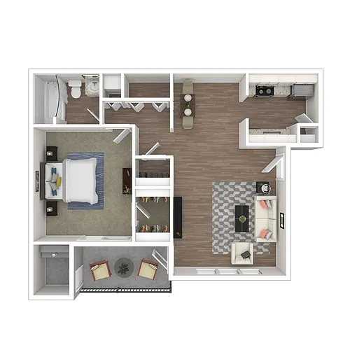 Floor plan Birch - 1x1 Large Upgrade