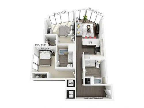 Floor plan 2 BEDROOM 2 BATH C3