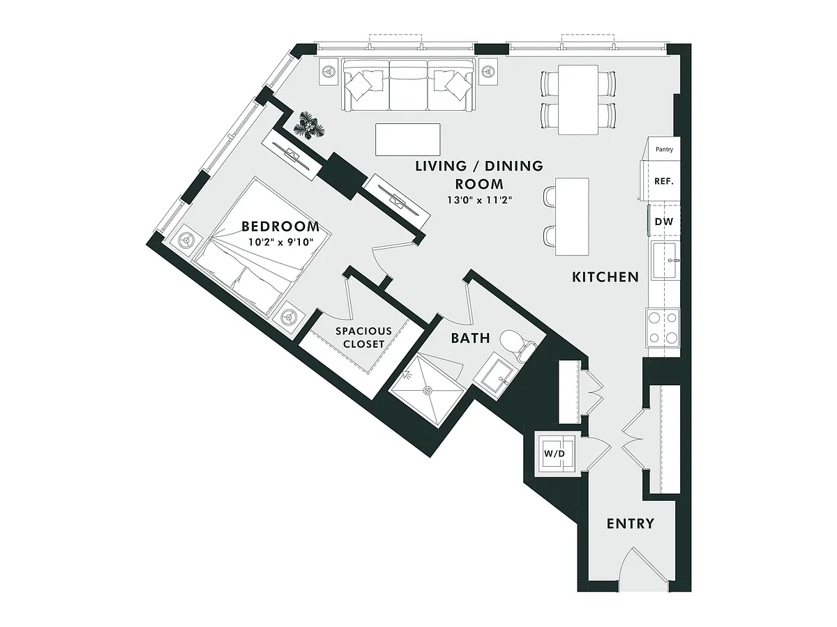 Floor plan B25.2 | 1 Bed | 1 Bath |
