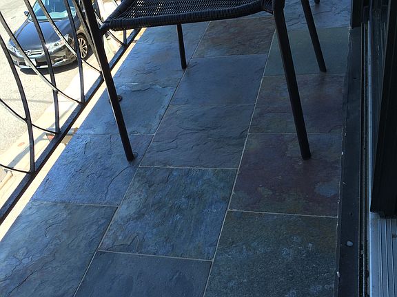 Patio with new slate tile