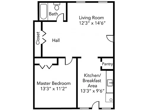 Floor plan 1BR/1BA Grand