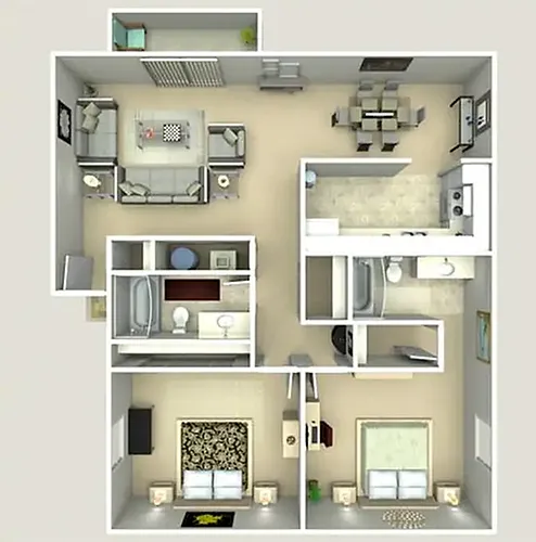 Floor plan 2bed 2bath (renovated)