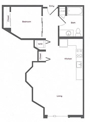 Floor plan Open One-Bed (Large)