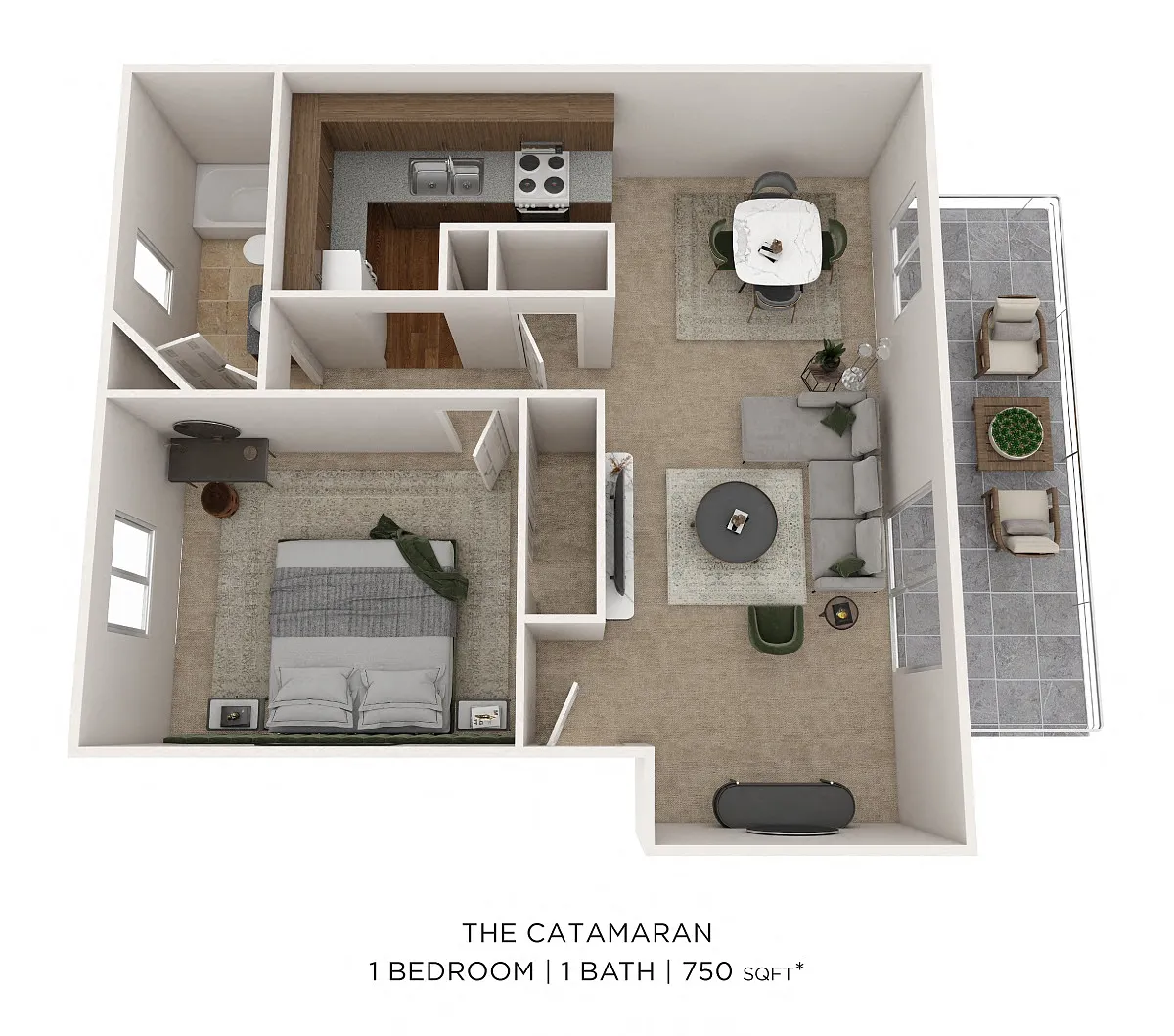 Floor plan One bedroom - 750 sqft