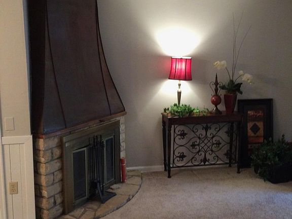 Wood Burning Fireplace Warms On A Cool Night