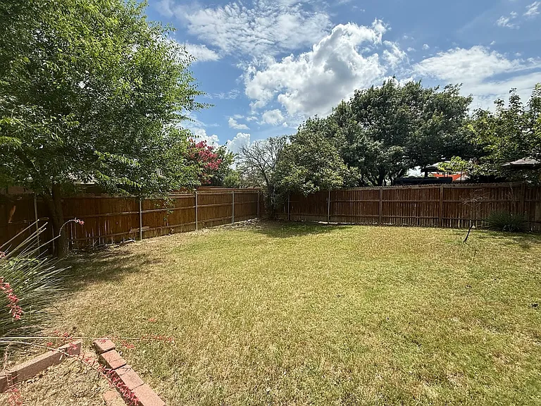Large fenced backyard