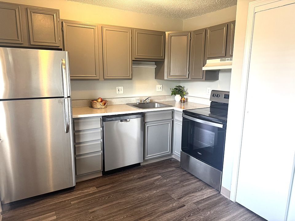 Kitchen features all appliances including dishwasher.