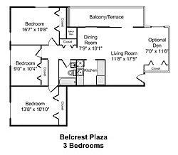 Floor plan 3 Bedroom 1 Bathroom
