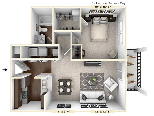 Floor plan The Filly 1 BR 1 BA