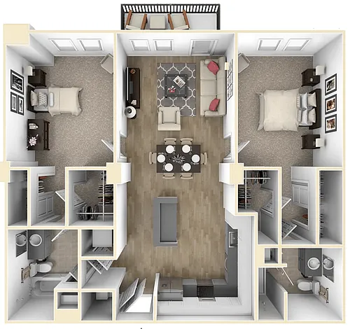 Floor plan 2 Bedroom + 2 Baths